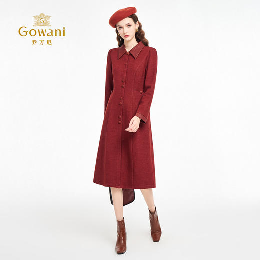 乔万尼2025秋新品复古琥珀红修身收腰连衣裙ED3E291 商品图3