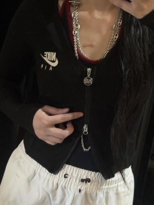 N&K女子修身V领拉链长袖针织衫秋季显瘦紧身鱼骨上衣 商品图10