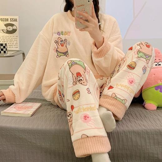 秋冬季【珊瑚绒睡衣女】新款波点可爱卡通 少女法兰绒加绒加厚套装  商品图11