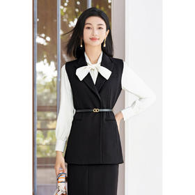 米思阳2026春季新款高级感百搭黑色戗驳领马甲外套女4814