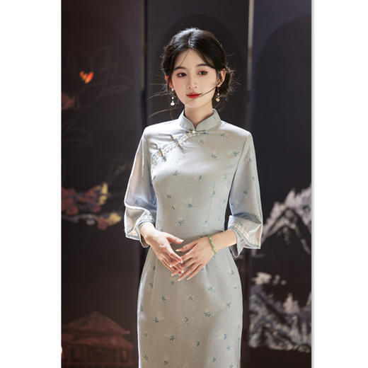 GX淑女范倒大袖旗袍2025秋季新款日常穿改良新中式气质连衣裙 商品图0