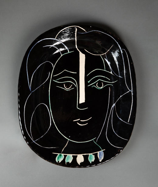 独角鹿西洋古董1953年代西班牙艺术巨匠毕加索与法国Madoura工坊合作出品限量装饰陶盘「Visage Au Collier (A.R.220) 戴项链的面庞 220」 商品图0