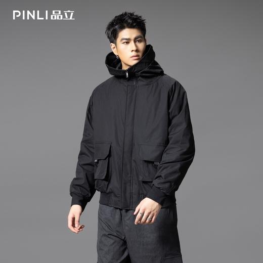 PINLI品立2025秋季新款潮牌连帽宽松夹克男士插肩袖休闲百搭外套GD253104002 商品图3