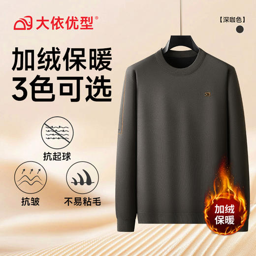 【DWP】大依优型大码男装加绒加厚针织毛衣打底衫半高圆领百搭商务长袖针织衫 商品图3