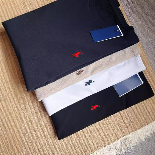 高品质！100棉拉夫RL小马标刺绣纯色圆领长袖t恤休闲情侣款男女！ 商品图3