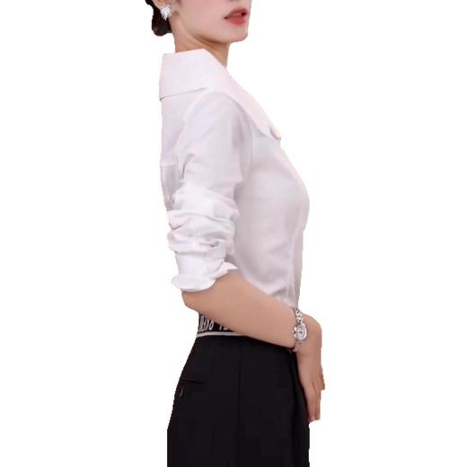 2025春秋季新款女士宽松休闲独特翻领衬衫设计感时尚通勤白色衬衣 商品图4