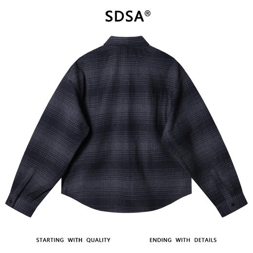 3060SDSA秋冬新款痞帅男装韩版撞色格纹纽扣翻领长袖衬衫百搭针织衬衣 商品图4