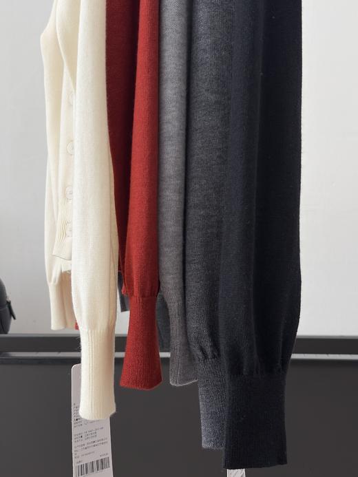 天猫同步【软糯绵羊毛】拉夏贝尔/La Chapelle高级简约双口袋纯色针织开衫女宽松圆领长袖毛衣 商品图8