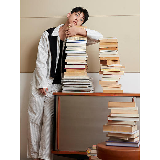 GXG男士家居服 肌理感衬衫式条纹睡衣男居家套装 25年春季新品 商品图2