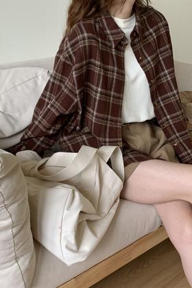 Kai & Kiera 休闲复古慵懒格子衬衣 18835