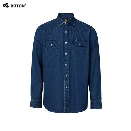 波顿男士 牛仔衬衫 利落百搭 宽松全棉耐穿长袖MS070324 商品图5