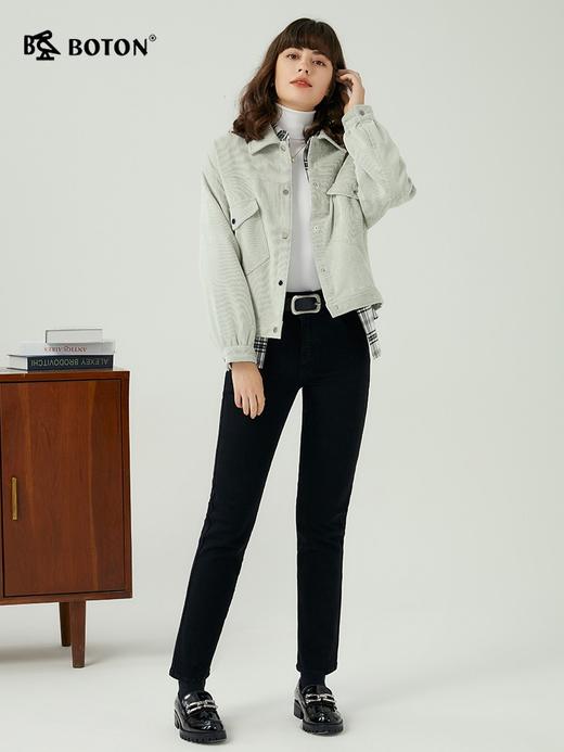 [暖羊绒]波顿女士秋冬牛仔长裤暖弹藏肉薄绒直筒修身款LE312323 商品图1