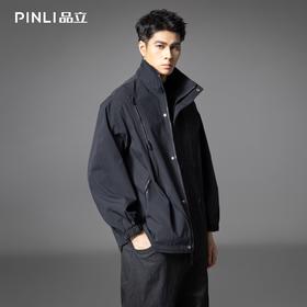 PINLI品立2025秋季新款潮牌立领夹克男宽松休闲百搭工装外套上衣GD253104003