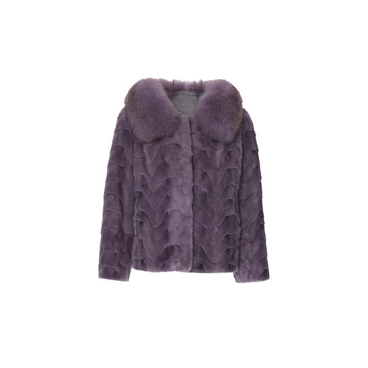 EITIE爱特爱奢华毛领保暖显瘦短款紫色水貂毛皮草外套2025冬新款D2593915X 商品图5