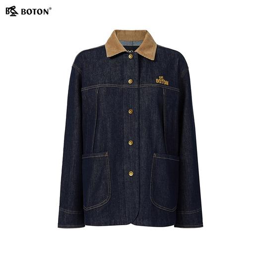 [防掉色]波顿女士春秋季短款牛仔外套 舒挺复古 撞色宽松款LJ923324 商品图4