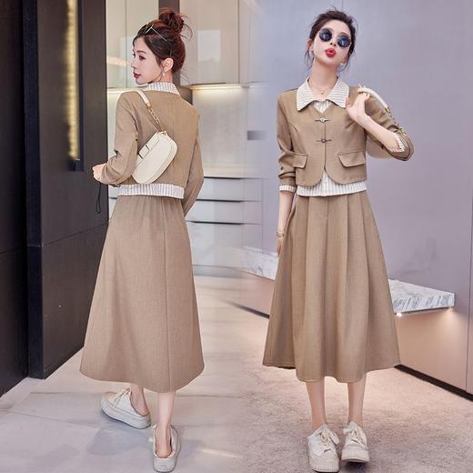 春装新款条纹拼色假两件上衣+半裙套装NSYY8867 商品图3