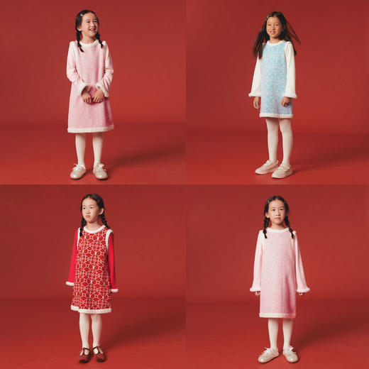 【粉丝专属】allblu幼岚儿童连衣裙女童毛织背心裙秋冬季新款生日公主群保暖 商品图2
