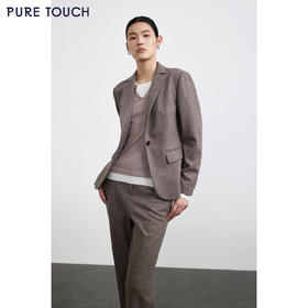 PURE TOUCH女装 25秋冬新款羊毛混纺西装外套收腰OL通勤西装上衣