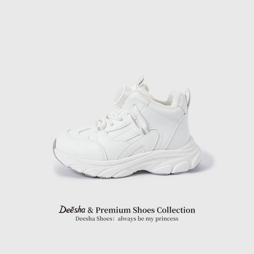 笛莎Deesha 女童童鞋2025冬季新款加绒高帮运动鞋 商品图0