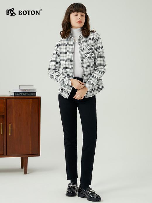 [长绒棉]波顿女士春秋冬 衬衫 磨毛格纹 柔暖合身休闲长袖款LS988323 商品图2