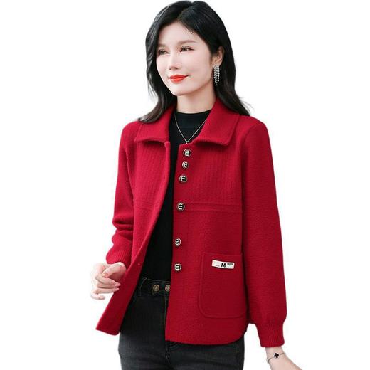 W522-6065-90-158毛呢子外套女短款2025新款春秋加厚翻领毛衣开衫小个子针织上衣 商品图4