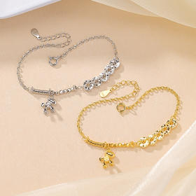 S925纯银镀金五帝钱币马上有钱，时尚马年银手链手饰CW-SL11943