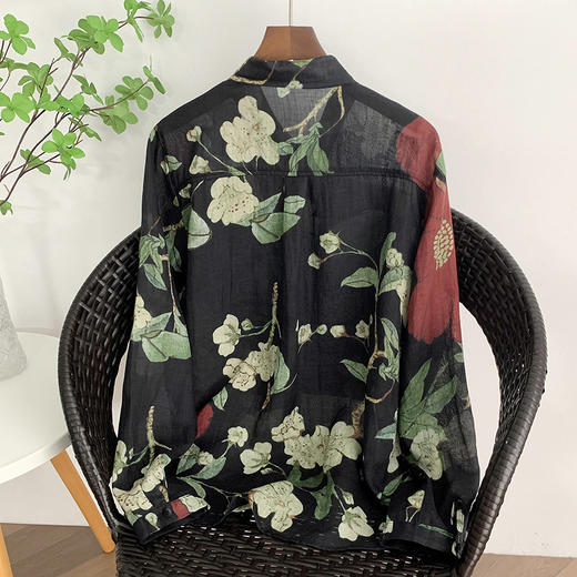 GYH 5124复古印花休闲复古文艺长袖衬衫 商品图1