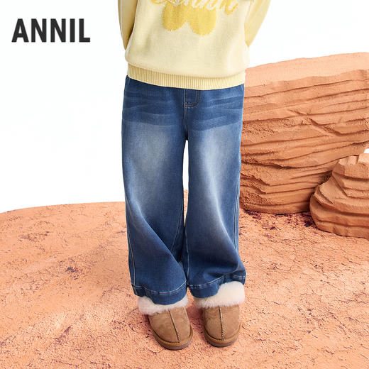 【实体店同款】女童全腰牛仔长裤冬季新款安奈儿童装AG546059 商品图2