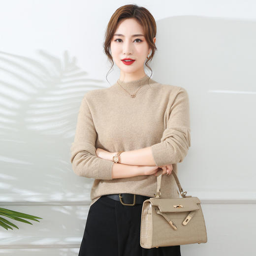 OSL 82060无缝半高领山羊绒软糯亲肤基础修身针织打底毛衣 商品图3