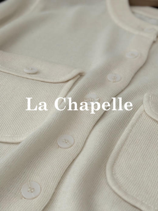 专柜实拍【软糯绵羊毛】拉夏贝尔/La Chapelle高级简约双口袋纯色针织开衫女宽松圆领长袖毛衣 商品图4