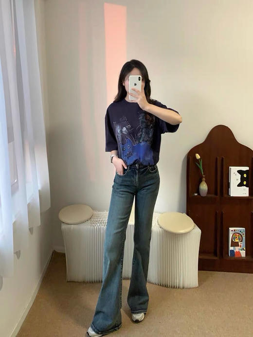 【开放日忙 秒杀价已调 直接拍】江南布衣 手工晕染 四季都可以穿的柔软的会呼吸的牛仔裤 喇叭裤 商品图6