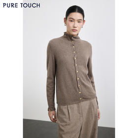 PURE TOUCH女装 25秋冬新款绒毛混纺半高领针织开衫直身宽松外搭