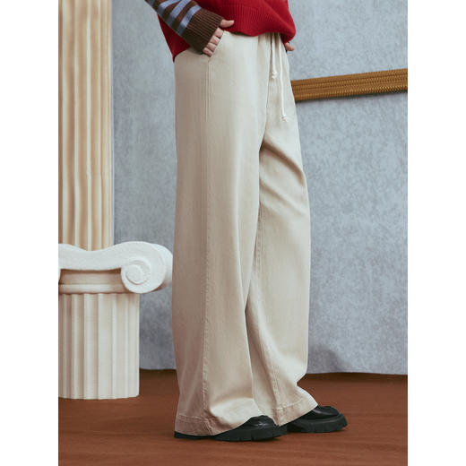 两三事 半梦时分 2025秋冬新款百搭抽绳绑带阔腿休闲裤女 商品图3