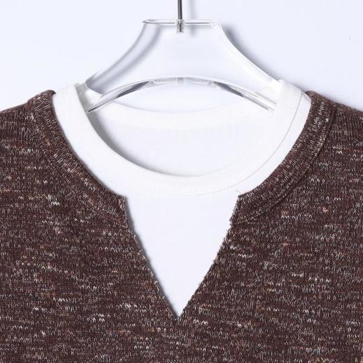 31050SDSA男士秋冬新款痞帅男装潮牌撞色假两件针织衫重磅百搭复古毛衣 商品图2