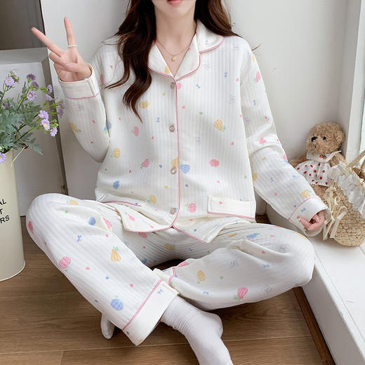 秋冬季【空气棉夹层睡衣】新款加厚甜美蝴蝶结长袖套装 家居服可外穿睡衣 商品图12