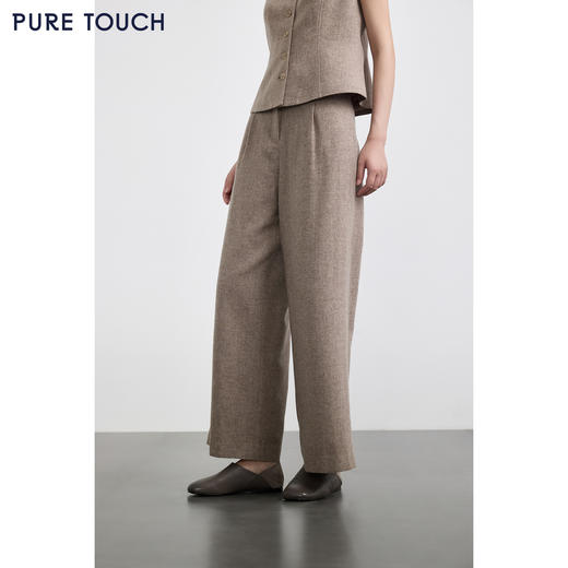 PURE TOUCH女装 25秋冬新款羊毛混纺西装裤通勤高腰直筒厚款长裤 商品图4