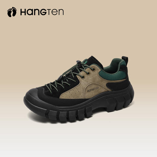HANGTEN欢腾女士潮流百搭真皮厚底防滑徒步运动户外登山鞋F5213009AD 商品图2