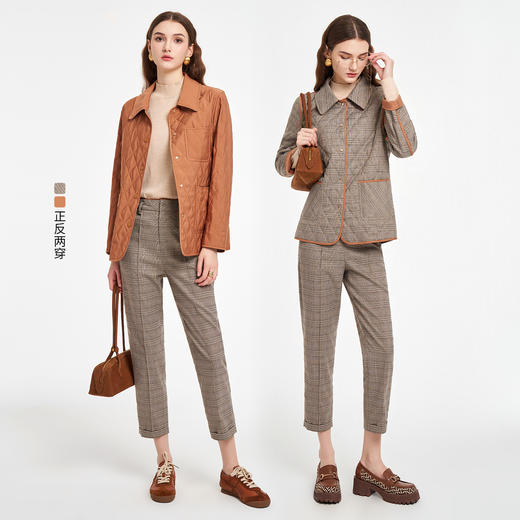 乔万尼2025秋新品轻盈感两面可穿绗缝棉服ED3K253 商品图1