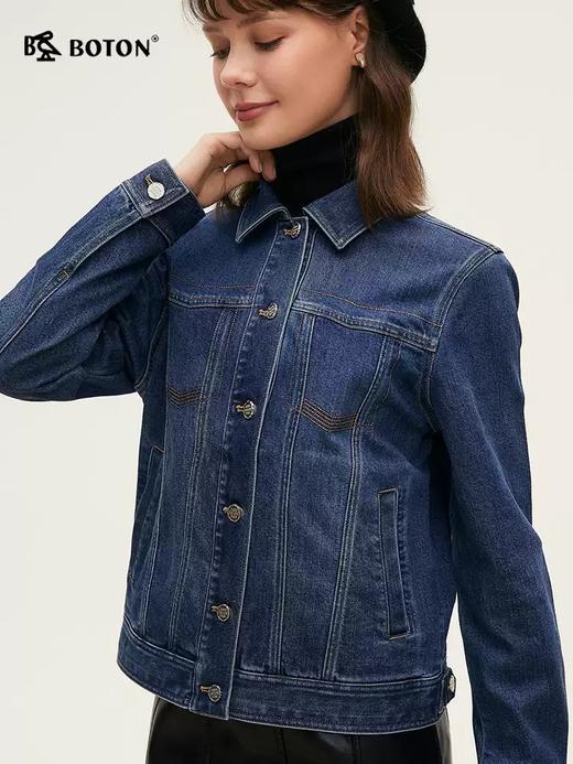 波顿女士四季 短款牛仔外套 宽松舒适 牛仔蓝复古百搭款LJ922324 商品图1