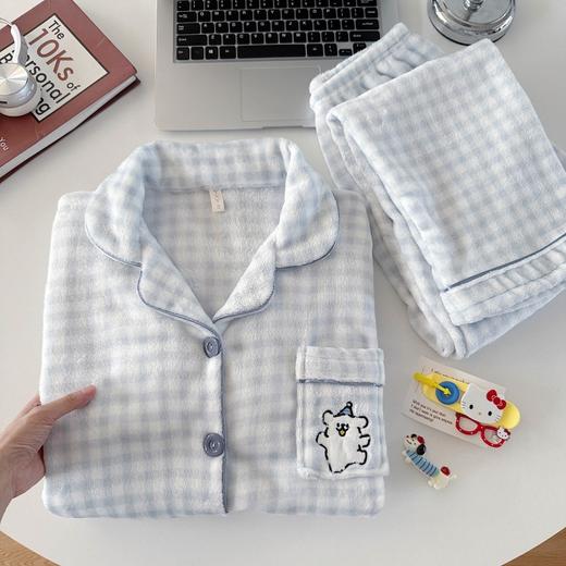 秋冬季【珊瑚绒睡衣女】新款波点可爱卡通 少女法兰绒加绒加厚套装  商品图7