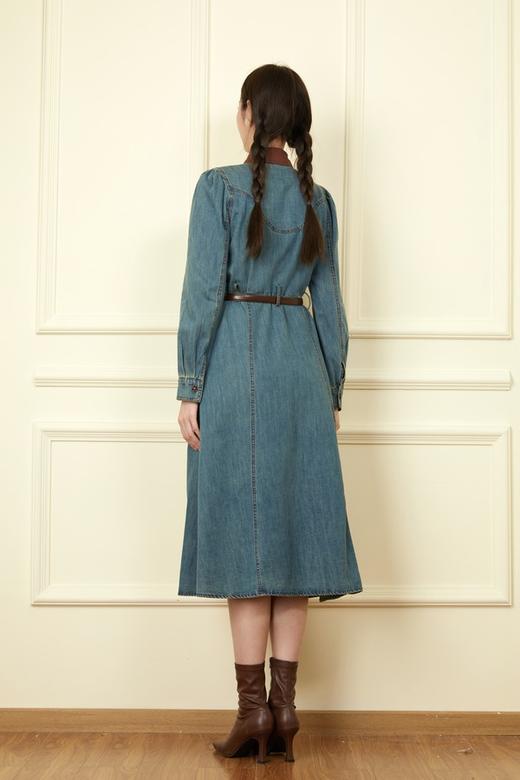 L.Fleuri 撞色拼接翻领牛仔连衣裙 18646 商品图6