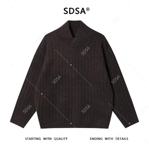 2153SDSA男士秋冬新款痞帅男装港风复古竖纹交叉V领针织衫慵懒风毛衣 商品图1