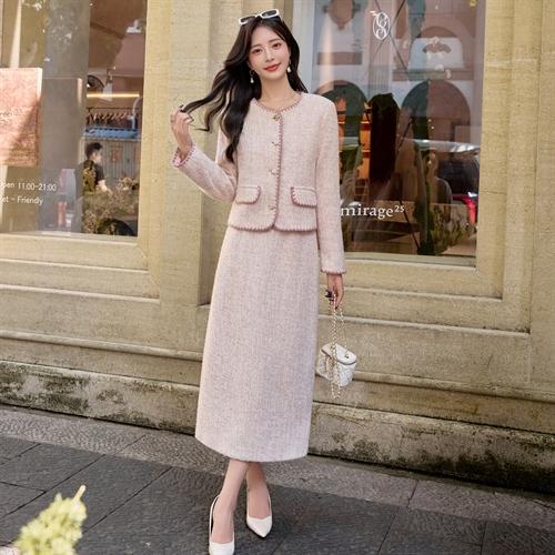 小香法式套装，贝壳刺绣长裙两件套HR-YJLY8655 商品图0