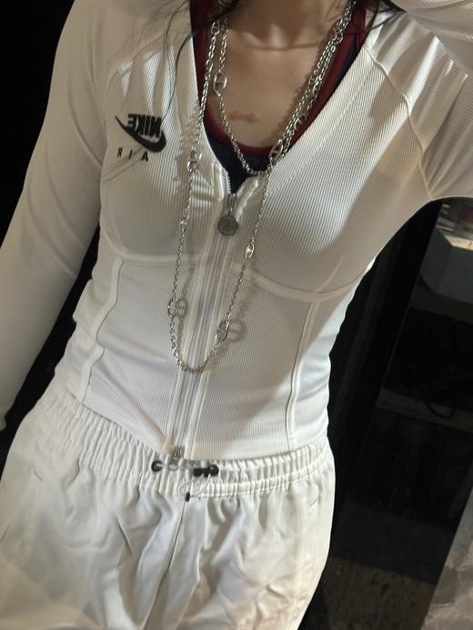 N&K女子修身V领拉链长袖针织衫秋季显瘦紧身鱼骨上衣 商品图3