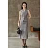 剩M/XL 米思阳2026春季新款通勤风高级灰高腰直筒压褶裙摆羊毛混纺半身裙女4858 商品缩略图6