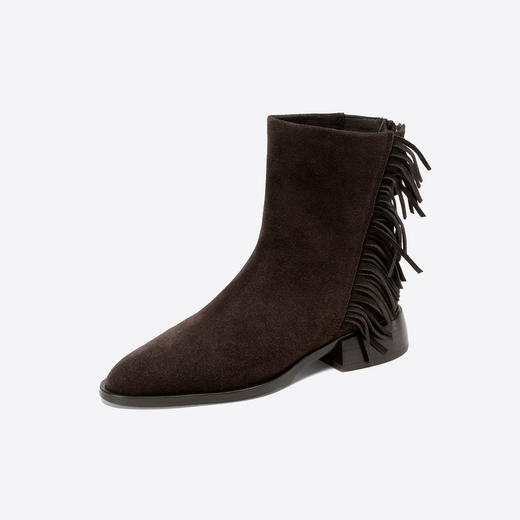 Westory2025年冬季尖头低跟流苏切尔西靴休闲松弛感短靴S25DS85781 商品图8