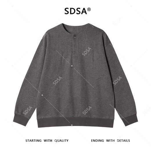 31056SDSA男士秋冬新款痞帅男装潮牌纽扣无领针织卫衣百搭时尚套头上衣 商品图1