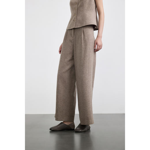 PURE TOUCH女装 25秋冬新款羊毛混纺西装裤通勤高腰直筒厚款长裤 商品图9