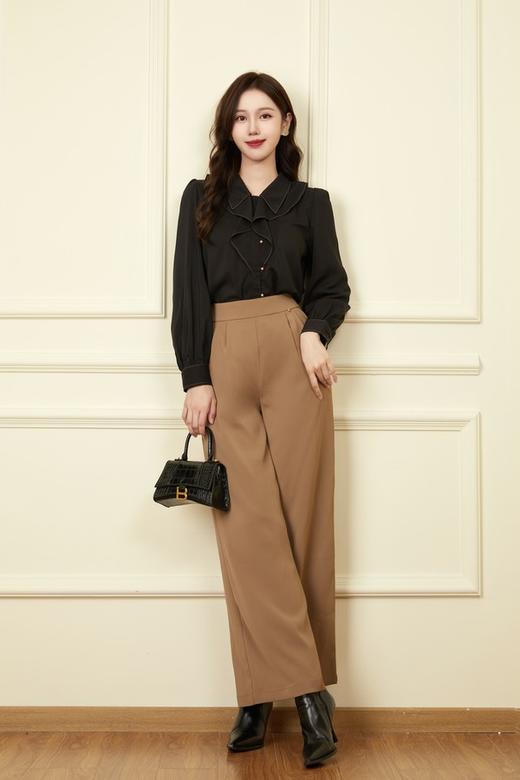 Le Malene 黑色气质优雅花边领衬衣 18731 商品图1