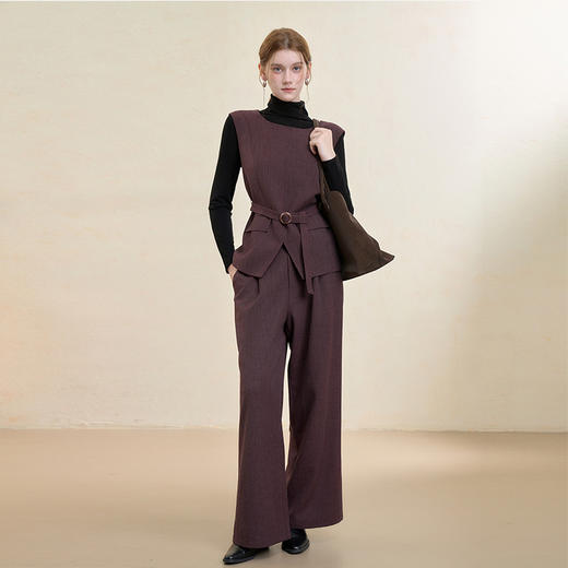 西遇气质高级感通勤套装女秋季新款西装马甲搭阔腿长裤两件套V3355199 商品图0